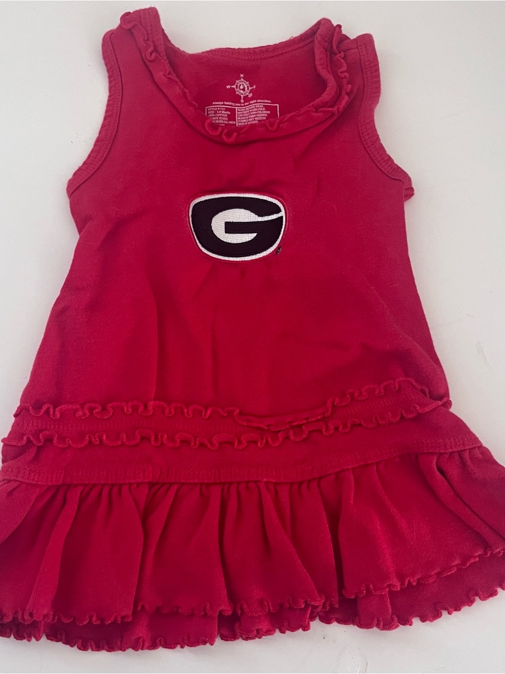 Georgia Bulldogs Red Ruffle Tank Dress for Baby Girls 6-9m